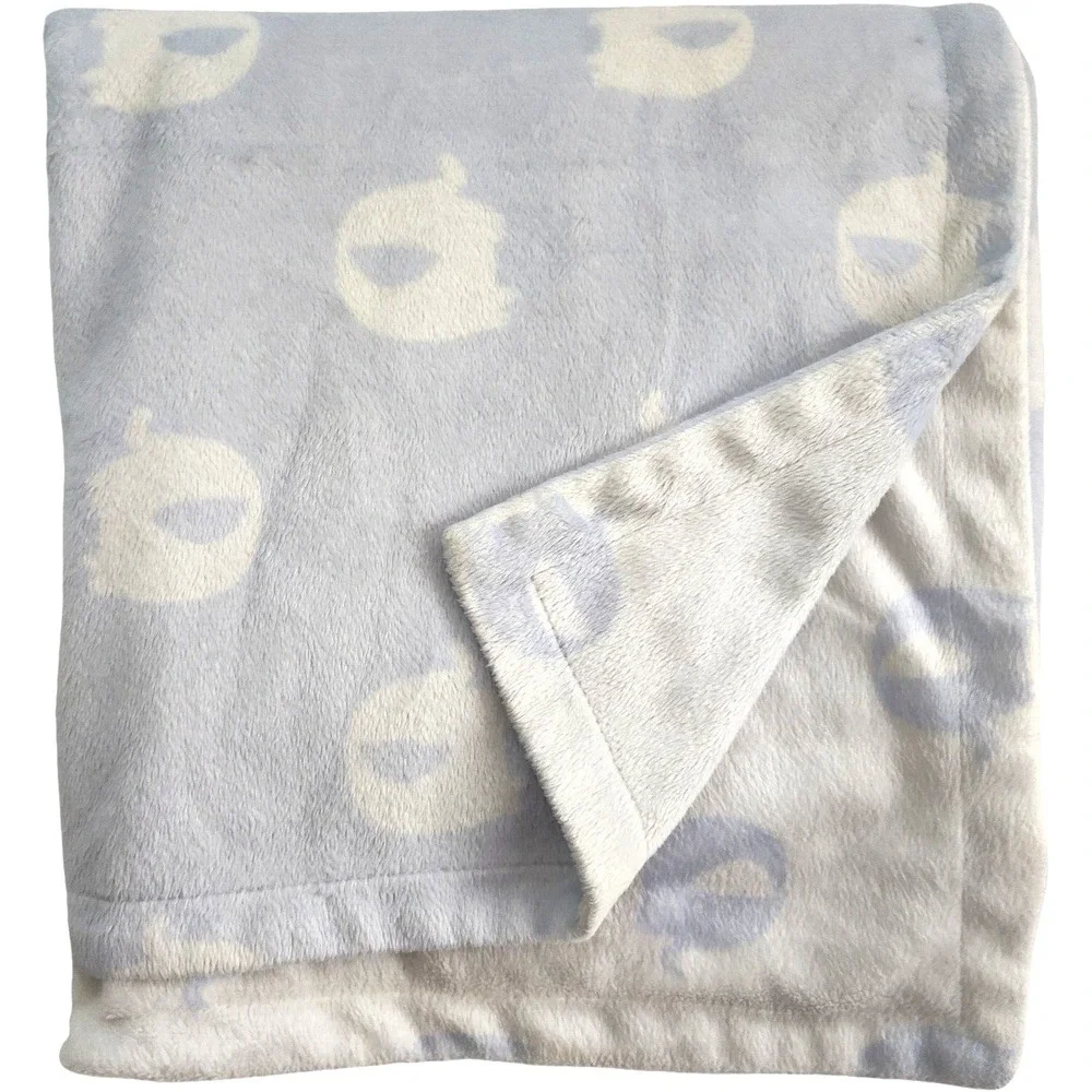 Starting Out Blue White Elephant Baby Blanket Lovey Reversible Soft 30x40
